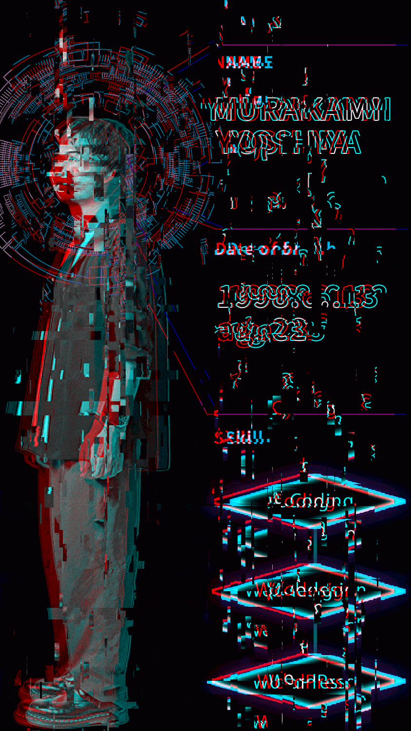 ”一番上のグリッチタブレット、スマホ画像”